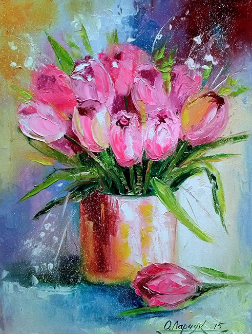 Алмазна мозаїка “Букет тюльпанів у вазі” 20х30 см Go to art (177166)