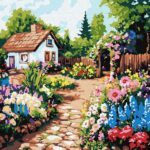 Картина за номерами Квіти біля хатини 30x30 см Ідейка KHO6382