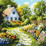 Картина за номерами Квіти біля хатини 40x40 см Ідейка KHO6383