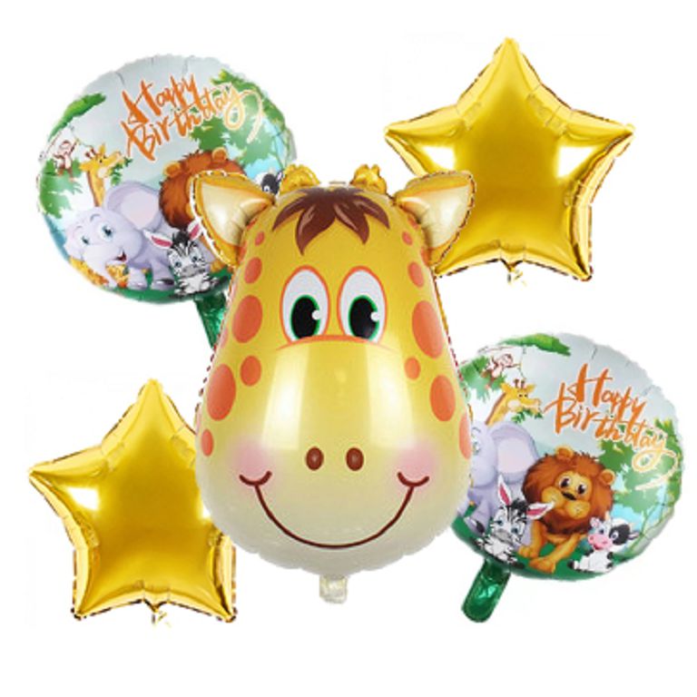 Кулька фольгована GB набір 5 шт/уп, 15'(40 см) Голова жирафа Gemar Baloons (990419)